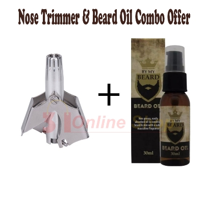Picture of Nose Hair Trimmer Ear Portable Razor Manual Cutter Stainless Steel Nose Trimmer for men & Beard Oil Combo Offer oil-Not Specified