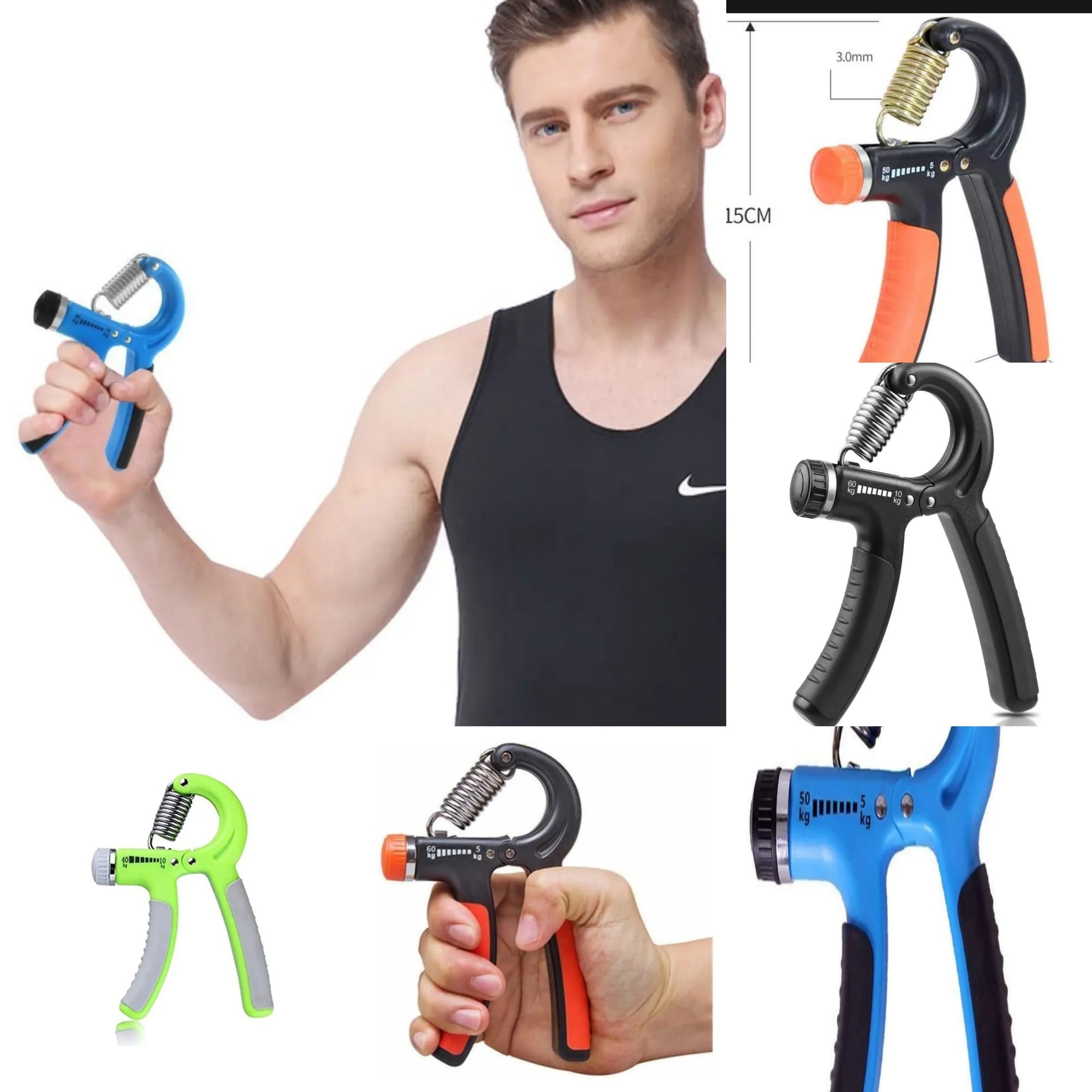Picture of 5-60Kg Gym Fitness Hand Grip Men Adjustable Finger Heavy Exerciser Muscle Recovery Hand Gripper Trainer One Pcs Color-Multicolor