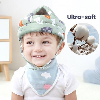 Picture of Cap Helmet To Protect The Baby'S Head,Baby Helmet Toddler Head Protector Baby Toddler Anti-Collision Cap Adjustable Child Safety Soft Helmet Toddler Anti-Fall Pad-Multicolor
