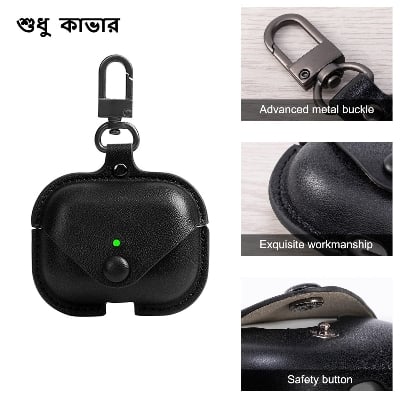 Picture of For apple Air pods Pro Airpods Pro Luxury Leather Case Earphone Charging Box Case For Airpods Air pods Pro TWS Bluetooth Earphone Case-Black