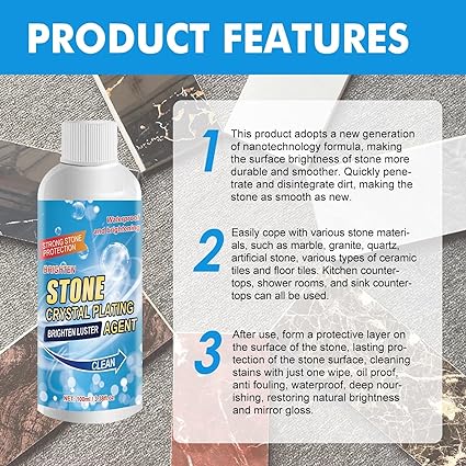 Picture of Stone Stain Remover Cleaner, Kitchen Marble Oil Stain Cleaner, Marble Stone Cleaner Polishes, Crystal Plating Agent for Marble, Tile, Granite, Kitchen Cooktops-Multicolor