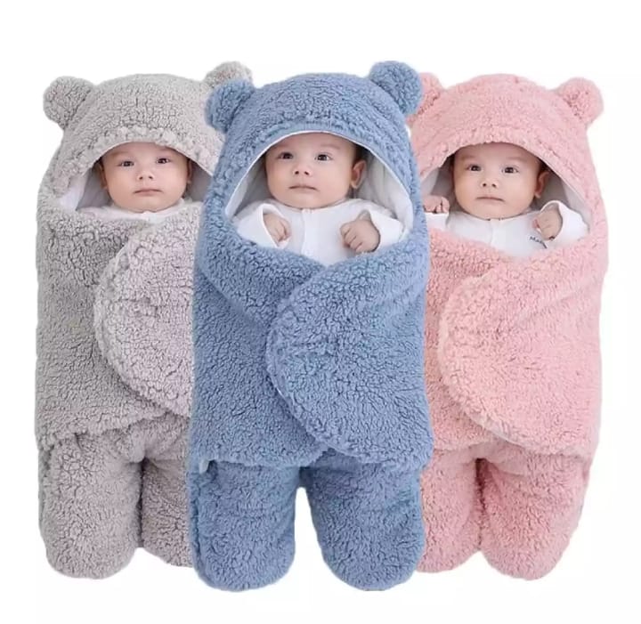 Picture of Cute Baby Cocoon Sleeping Bag Ultra-Soft Fluffy Fleece Newborn Receiving Blanket Infant Boys Girls Clothes Sleep Nursery Wrap Swaddle For (0-6 Month )-Multicolor