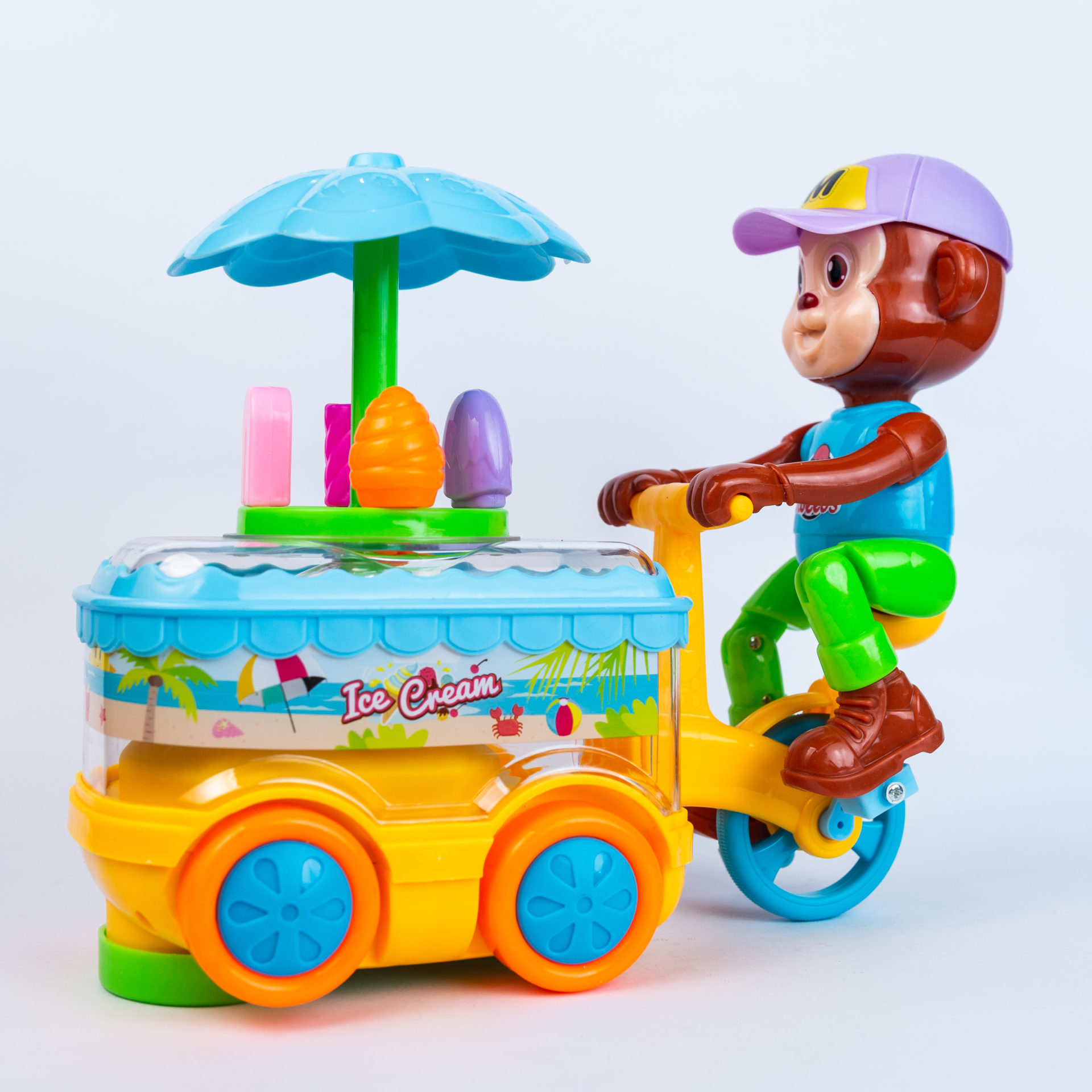 Picture of Tom the Monkey Ice Cream Car , Musical Ice Cream Car Toy For Kids-Multicolor