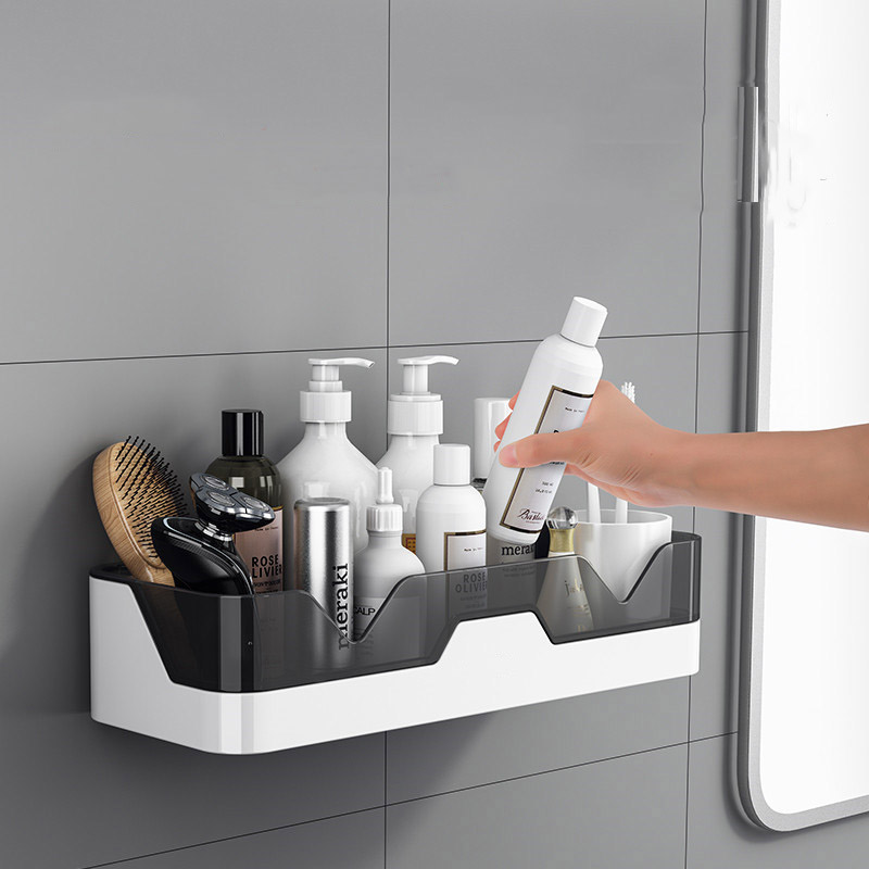 Picture of 1pic Bathroom Shelf Organizer No Drill Organizer Shower Storage Rack Wall Mount Plastics Toilet Shampoo Holder Bathroom Accessories-Multicolor