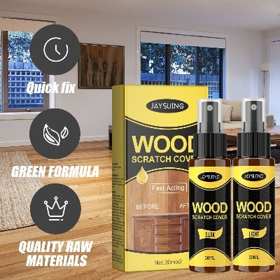 Picture of Furniture Polishing Beeswax Spray Wooden Floor Cleaning Maintenance Wood Table Shiny Wear Resistant Mul Wood Scratch RepairEzy – (Clear) - Scratched Wood Repair - Hardwood Floor Touch Up - Furniture Scratch Remover - Glossy, Ultra Strong Clear Filler 2pic-Wood Scratch Remover