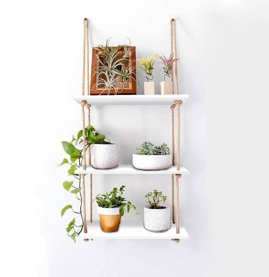Picture of Decoration 3Layer Hanging Shelf (Without Tree), Balcony Hanging- Rope Shelf -Waterproof Board Router Stand-Multicolor