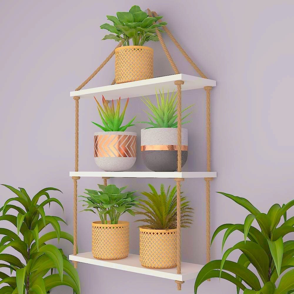 Picture of Decoration 3Layer Hanging Shelf (Without Tree), Balcony Hanging- Rope Shelf -Waterproof Board Router Stand-Multicolor