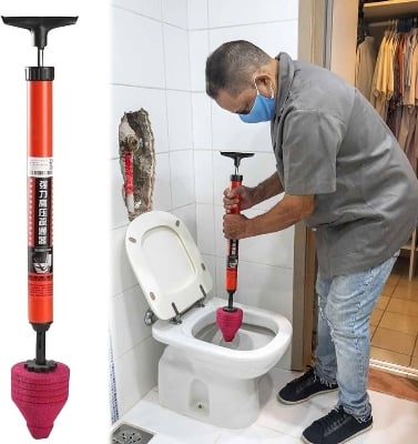 Picture of New 2025 High Pressure Toilet Unblock One Shot, Upgraded Toilet Plunger Kits, High Pressure Air Drain Pipe Plunger, Drain Toilet Clog Remover for Sink Bathroom Kitchen Clogged Pipe (1PCS)-Multicolor