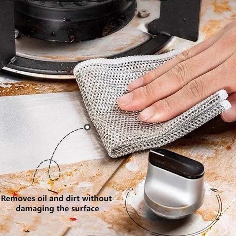 Picture of 2 Pcs Magic Cleaning Cloth Kitchen Dishwashing Towel Metal Steel Wire Cleaning Rag For Dish Pot Cleaning Tools - Dish Cloth & Towels-2 Pcs