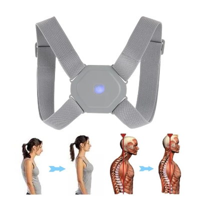 Picture of Electric Posture Corrector Back Brace Spine Stretcher Lumbar Vibration Massager Spine Deck Backbelt Support USB Rechargeable-Multicolor