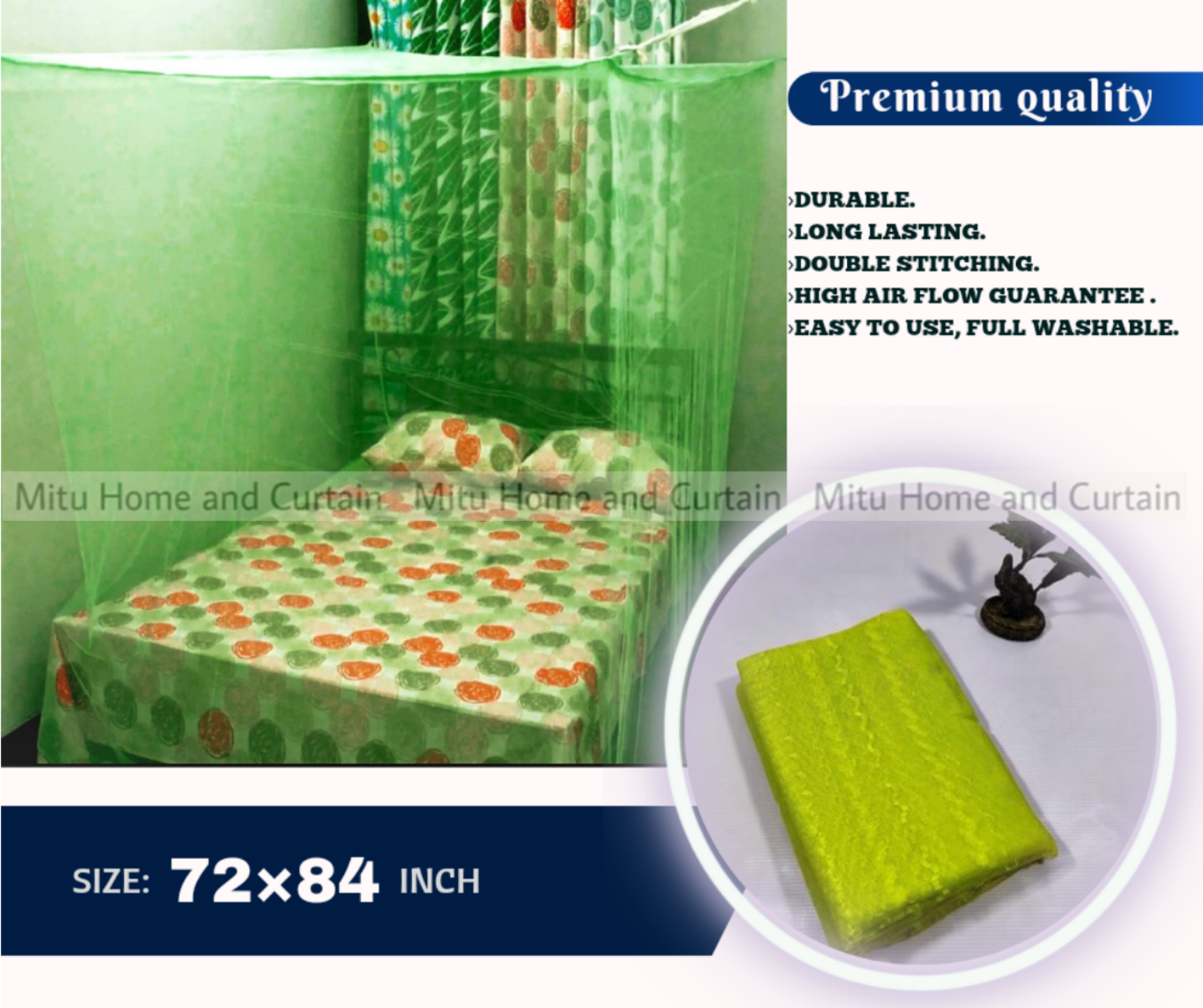 Picture of Floral Magic Mosquito Net 6'*7' feet King size moshari Cream Multicolor-Multicolor