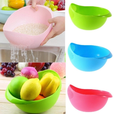 Picture of Plastic Rice Beans Peas Washing Filter Strainer Basket-Multicolor