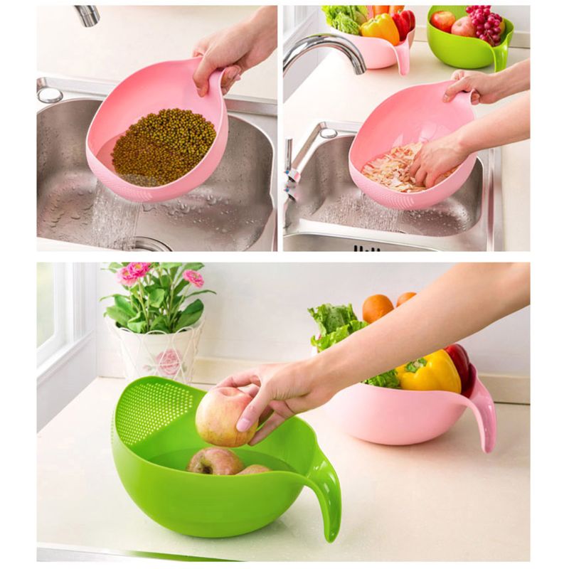 Picture of Plastic Rice Beans Peas Washing Filter Strainer Basket-Multicolor
