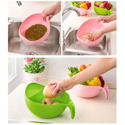 Picture of Plastic Rice Beans Peas Washing Filter Strainer Basket-Multicolor
