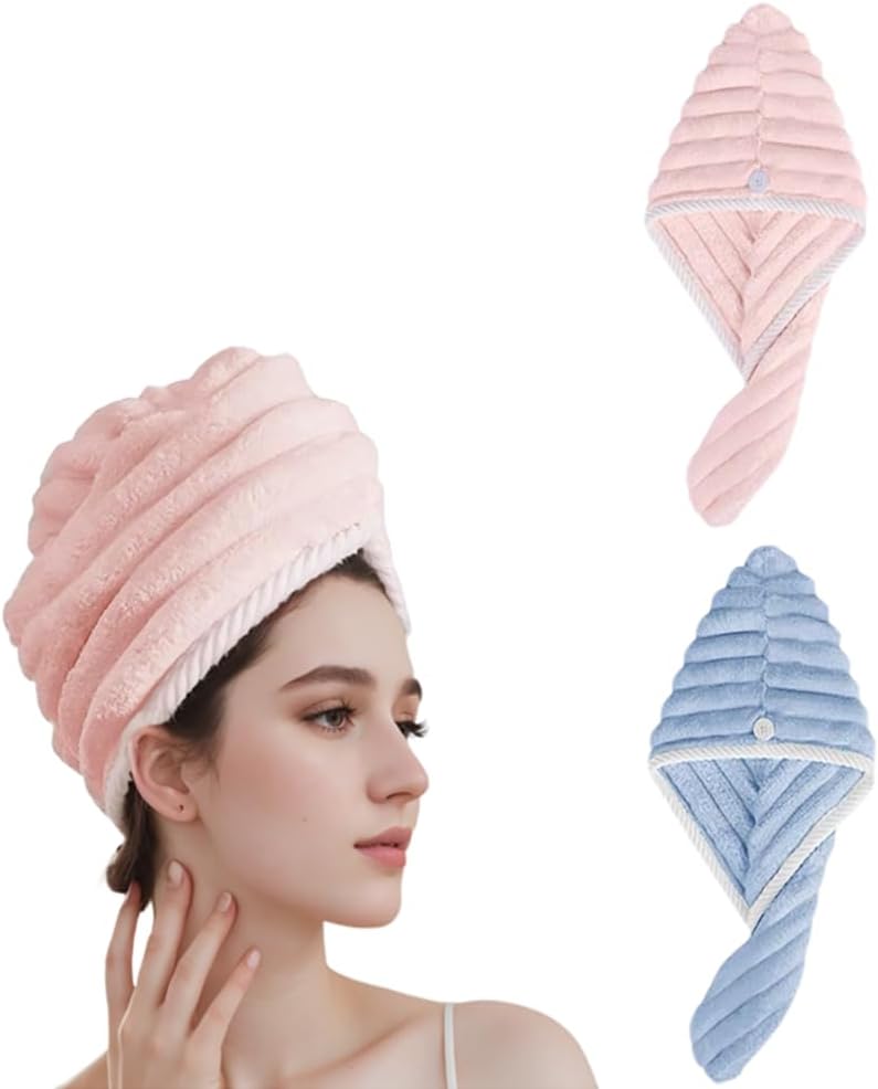 Picture of New Magic Instant Dry Hair Towel Ultra Water Absorbent Twist Hair Turban Drying Cap Hair Wrap - Hair Band-Multicolor-One size fits all