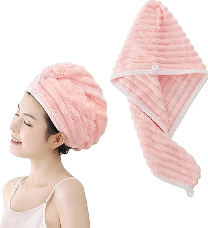 Picture of New Magic Instant Dry Hair Towel Ultra Water Absorbent Twist Hair Turban Drying Cap Hair Wrap - Hair Band-Multicolor-One size fits all