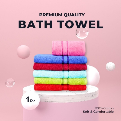 Picture of 1pic Bath Towel, Bathroom, Shower Towel, 380 gsm Ring Spun Cotton High Absorbency Towel - towel-Multicolor