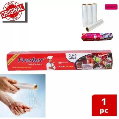 Picture of Fresher Plastic Stretch Wrap Clear Cling Food Grade PE Vinyl Film Plastic Wrapping Paper Roll Ideal food Wrapping paper for Keeping Food Fresh-Multicolor