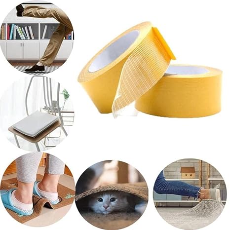 Picture of Cloth Double Sided Tape Adhesive Mesh Double Sided Cloth Tape Yellow High Viscosity 1 Roll-Multicolor