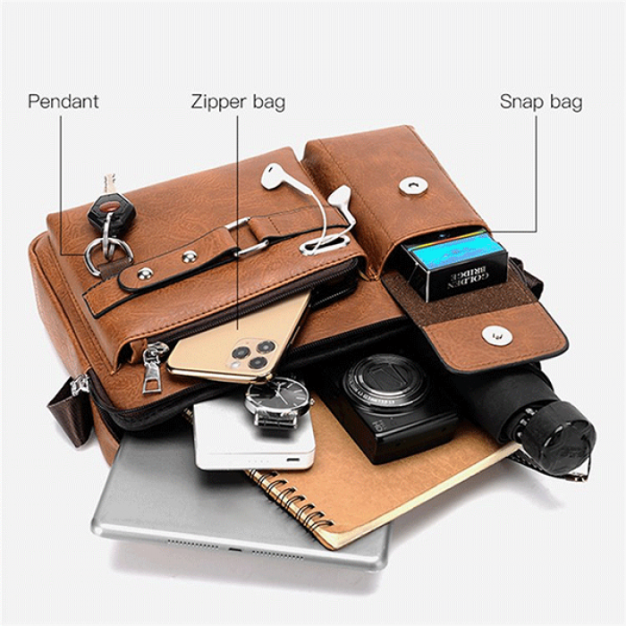 Picture of Men's PU Leather Shoulder Bag Fashion Male Real Crossbody Bag Men Business Travel Handbag Boy Phone Bag-Multicolor