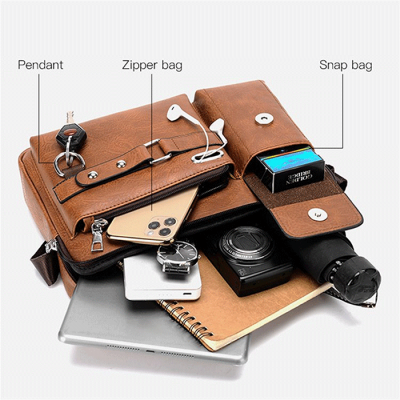 Picture of Men's PU Leather Shoulder Bag Fashion Male Real Crossbody Bag Men Business Travel Handbag Boy Phone Bag-Multicolor