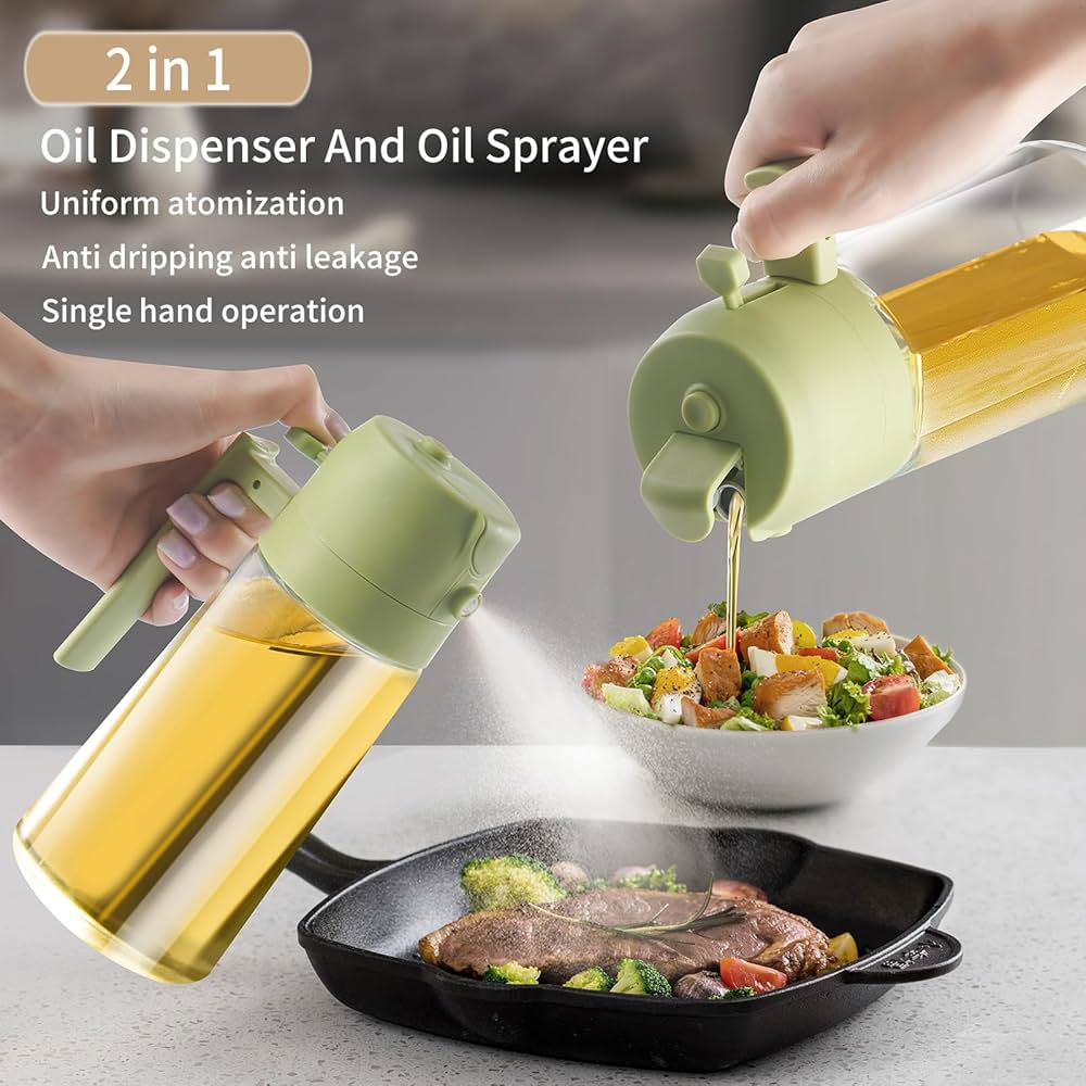 Picture of New 2 in 1 Oil spray bottle Kitchen 500 Ml Oil Bottle For Cooking, Baking, Air Fryer, Salad, Frying, Oil jar- Multicolor