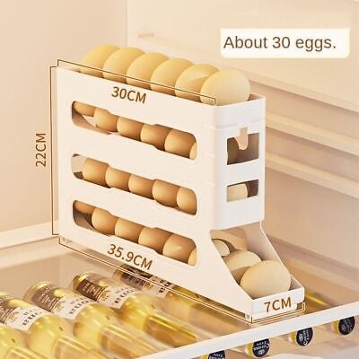 Picture of Egg Storage Case Large Capacity Egg Storage Box for Fridge 4 Tiers Automatic Rolling Egg Organizer Refrigerator Side Door Egg Dispenser Restaurant Egg Holder Egg Storage Container- Multicolor