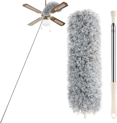 Picture of Adjustable Soft Microfiber Feather Duster Anti Static Dust Extend Handle Household Dusting Brush Cleaning Tools- Multicolor