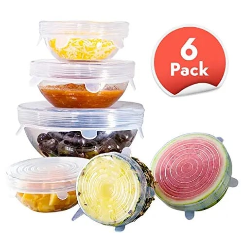 Picture of Preserve Your Food With The Kitchen Reusable Silicone Stretch Seal Lid- Vacuum Food Storage Bowl Cover Set Of 6 Pieces For Airtight Seal- Multicolor
