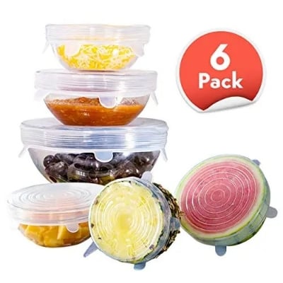 Picture of Preserve Your Food With The Kitchen Reusable Silicone Stretch Seal Lid- Vacuum Food Storage Bowl Cover Set Of 6 Pieces For Airtight Seal- Multicolor