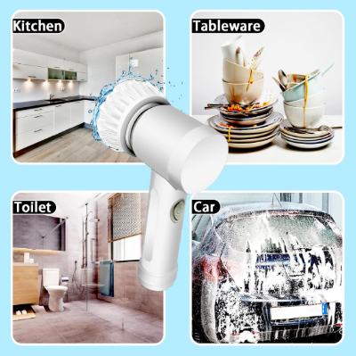 Picture of Dish Cleaning Brush Charging Style Portable Spin Power Cleaning Brush Handheld Scrubber Suitable for Wall Bathroom Kitchen Sink Dish Window- Multicolor