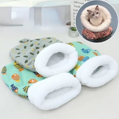 Picture of Cat Winter Sleeping Bag, Cat Bed Cave Sleeping Bag, Cat Sleeping Bag, Wrap Comfortable Pet Snuggle Sack, Soft Plush Large Cat Sack- Multicolor-0.1