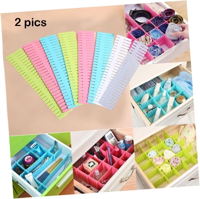 Picture of 2 pics Grid Drawer Dividers, Adjustable Drawer Organizer with Portable DIY Closet Separator for Home Office Bedroom- Multicolor