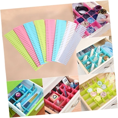 Picture of 2 pics Grid Drawer Dividers, Adjustable Drawer Organizer with Portable DIY Closet Separator for Home Office Bedroom- Multicolor