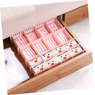 Picture of 2 pics Grid Drawer Dividers, Adjustable Drawer Organizer with Portable DIY Closet Separator for Home Office Bedroom- Multicolor