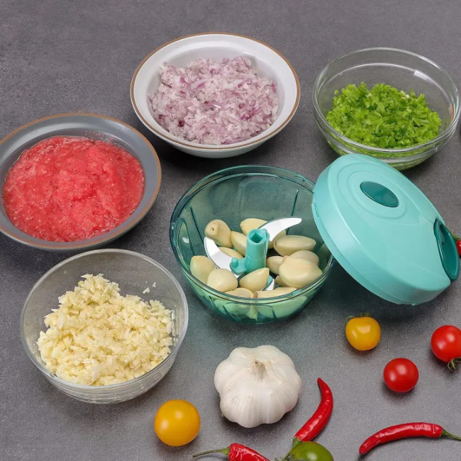 Picture of New Large Handy and Compact Chopper Handy Quick Cutter For Kitchen, Pull String, Mini Handy Plastic Chopper With 3 Blades- Multicolor