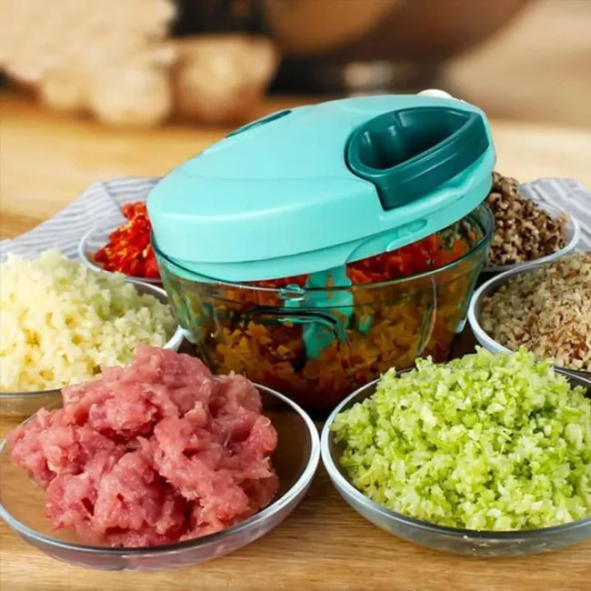 Picture of New Large Handy and Compact Chopper Handy Quick Cutter For Kitchen, Pull String, Mini Handy Plastic Chopper With 3 Blades- Multicolor