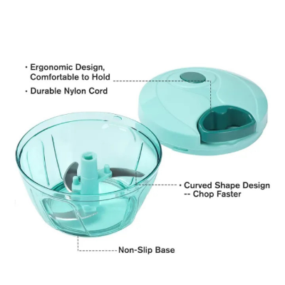 Picture of New Large Handy and Compact Chopper Handy Quick Cutter For Kitchen, Pull String, Mini Handy Plastic Chopper With 3 Blades- Multicolor