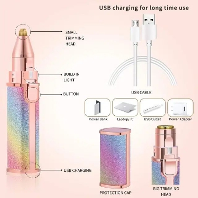 Picture of New Blawless 2-in-1 Lady Shaver Flawless Eyebrow Trimmer for Women- Multicolor
