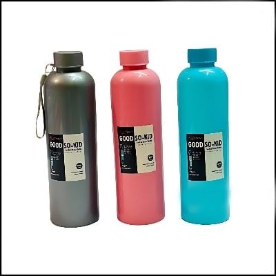 Picture of 1000 ml - Round Shape Plastic Water Bottle Multicolor 1 liter Bottle 1 Pcs- Multicolor