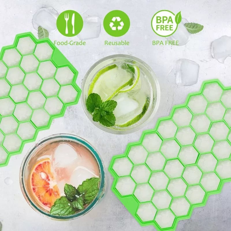 Picture of Silicone Ice Cube Trays  Silicone Ice Cube Molds with Leak Proof Removable Lid Square Ice Cube Tray And BPA Free for Cocktail,Whiskey, Stackable Flexible Ice- Multicolor