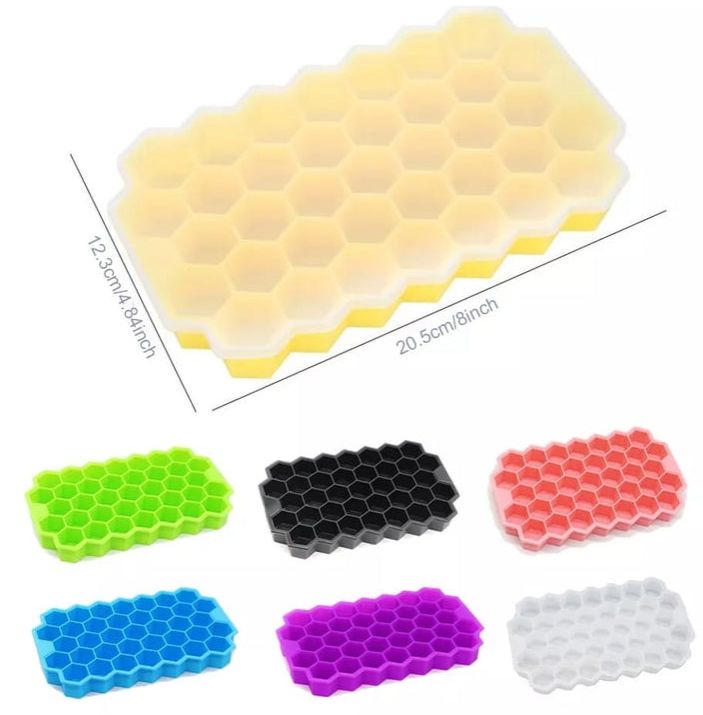 Picture of Silicone Ice Cube Trays  Silicone Ice Cube Molds with Leak Proof Removable Lid Square Ice Cube Tray And BPA Free for Cocktail,Whiskey, Stackable Flexible Ice- Multicolor