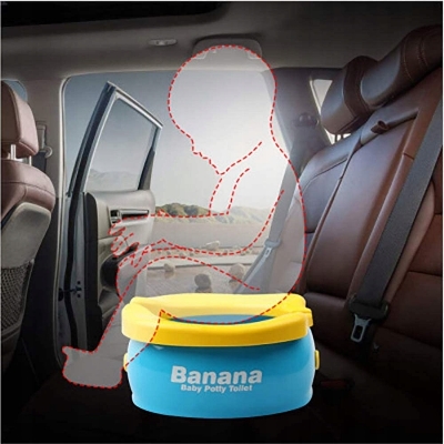 Picture of Foldable Portable Travel Potty - Training Toilet Seat for Boys & Girls, Novelty Yellow Banana Design, Comfy Toddler WC Chair- Multicolor