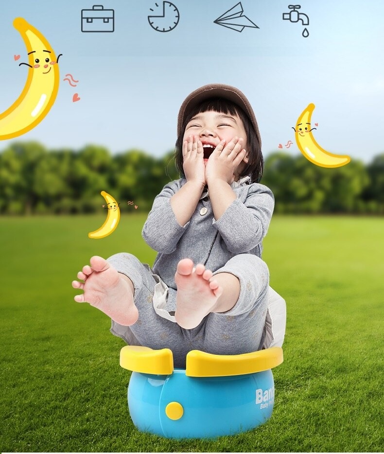 Picture of Foldable Portable Travel Potty - Training Toilet Seat for Boys & Girls, Novelty Yellow Banana Design, Comfy Toddler WC Chair- Multicolor
