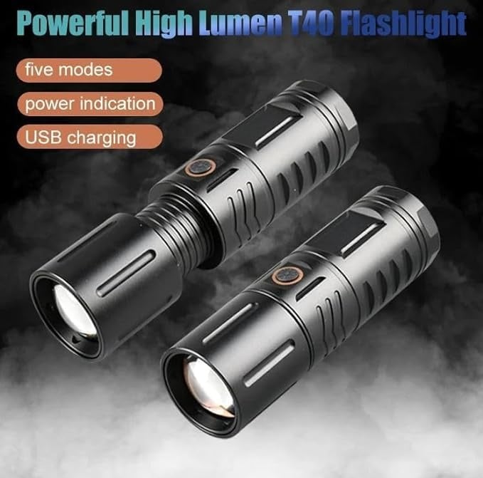 Picture of NEW RECHARGEABLE LED TORCH LIGHT, WATERPROOF STRONG LED FLASHLIGHT WITH POWER BANK- Multicolor