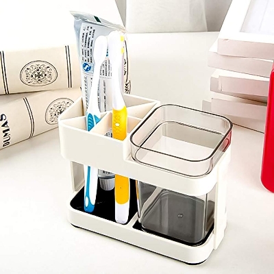 Picture of Toothbrush Holders for Bathrooms, Electric Toothbrush and Toothpaste Holder Tooth Brush Organizer for Bathroom Countertop, Shower, Vanity -- Multicolor