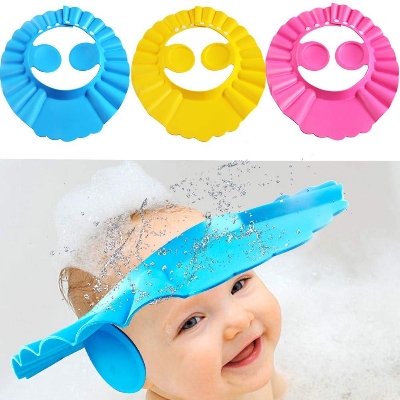 Picture of Baby Shower Cap Hat Soft Adjustable Bath Head Cap Visor for Washing Hair Safe Shampoo Shower Bathing Protection Head Eye Ear,Shampoo Caps for Toddler,Baby,Kids,Children,Makes the Bath More Fun- Multicolor