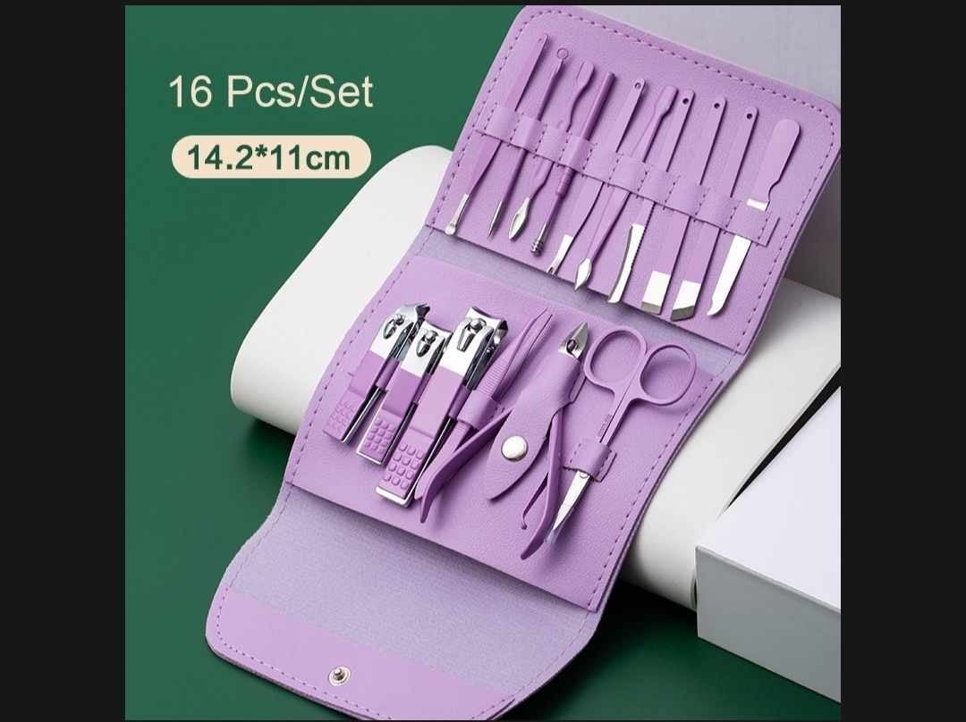 Picture of 16 Pcs Set Manicure Tool Set Pedicure Manicure,16pcs ar nail cutter set- Multicolor