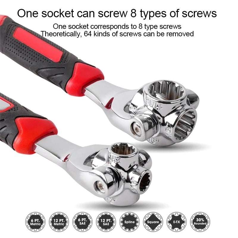 Picture of 8 in 1 Socket Wrench Universal Wrench Handy Adjustable Tool Multi-Function Socket Spanner- Multicolor
