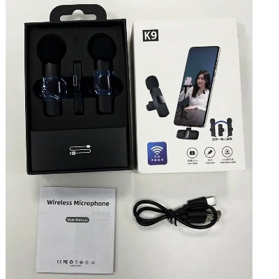 Picture of New K9 Wireless Dual Microphone Professional Lapel Lavalier Microphone Remove Noise For Турe C Microphone- Multicolor